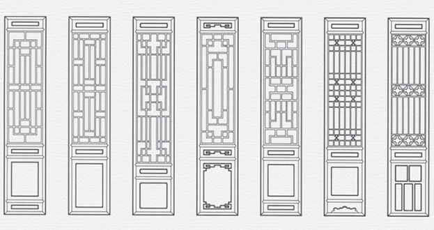 临安常用中式仿古花窗图案隔断设计图